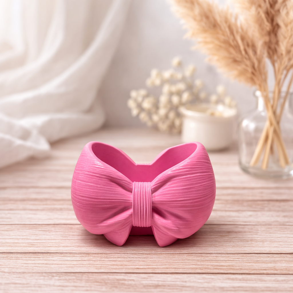 Pot noeud rose jesmonite