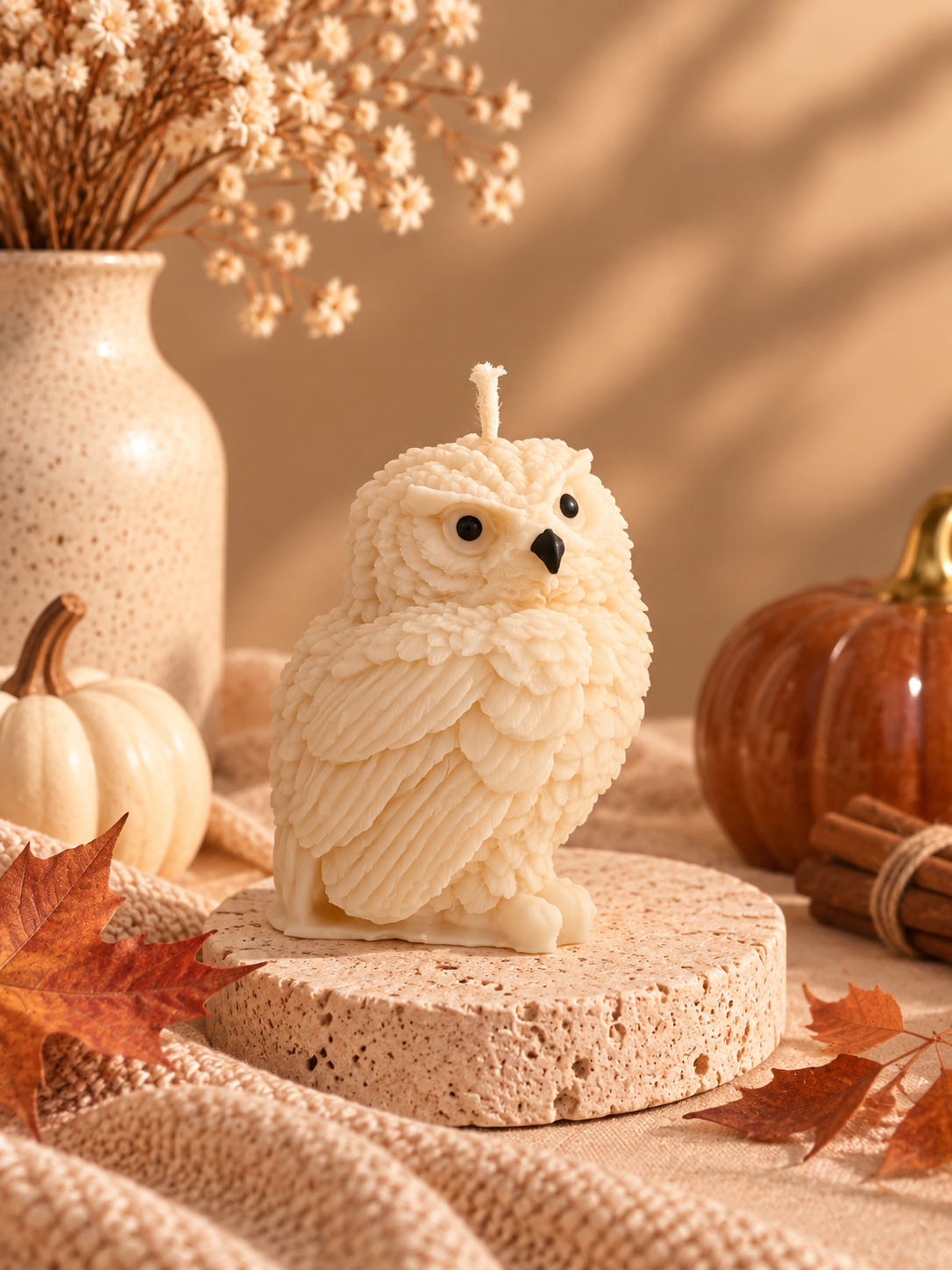 🦉 Bougie Hibou – Parfum Cannelle