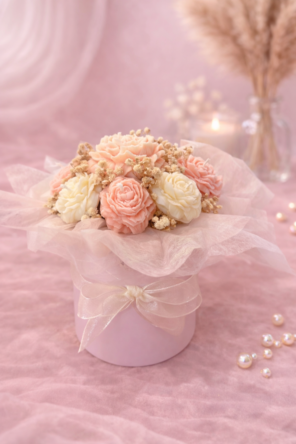 Pot de 9 bougies pivoines - Parfum pivoine