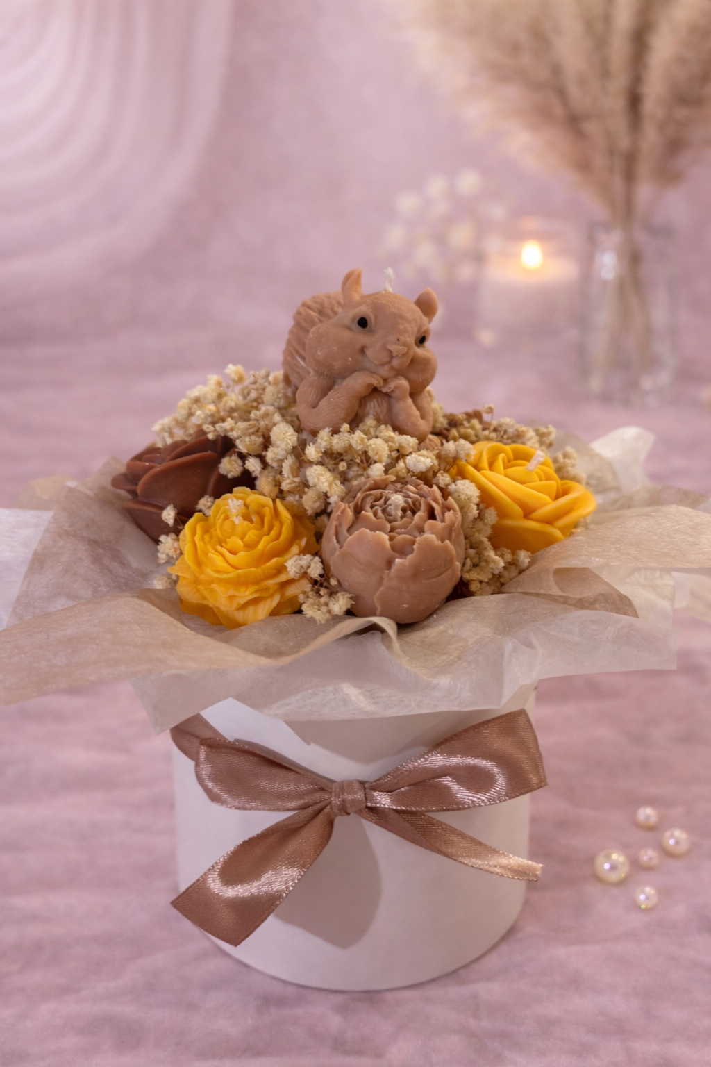 Pot de bougies fleurs - Edition écureuil