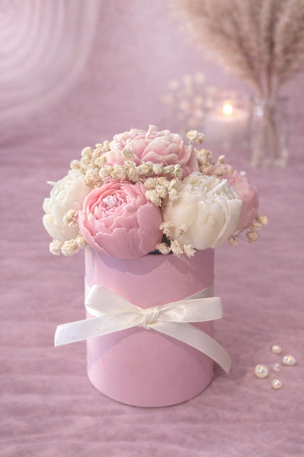 Mini pot bougies fleurs - Parfum vanille