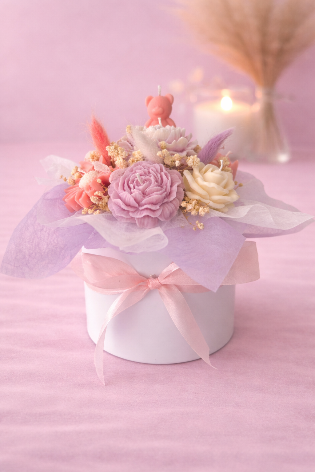 Pot de bougies fleurs