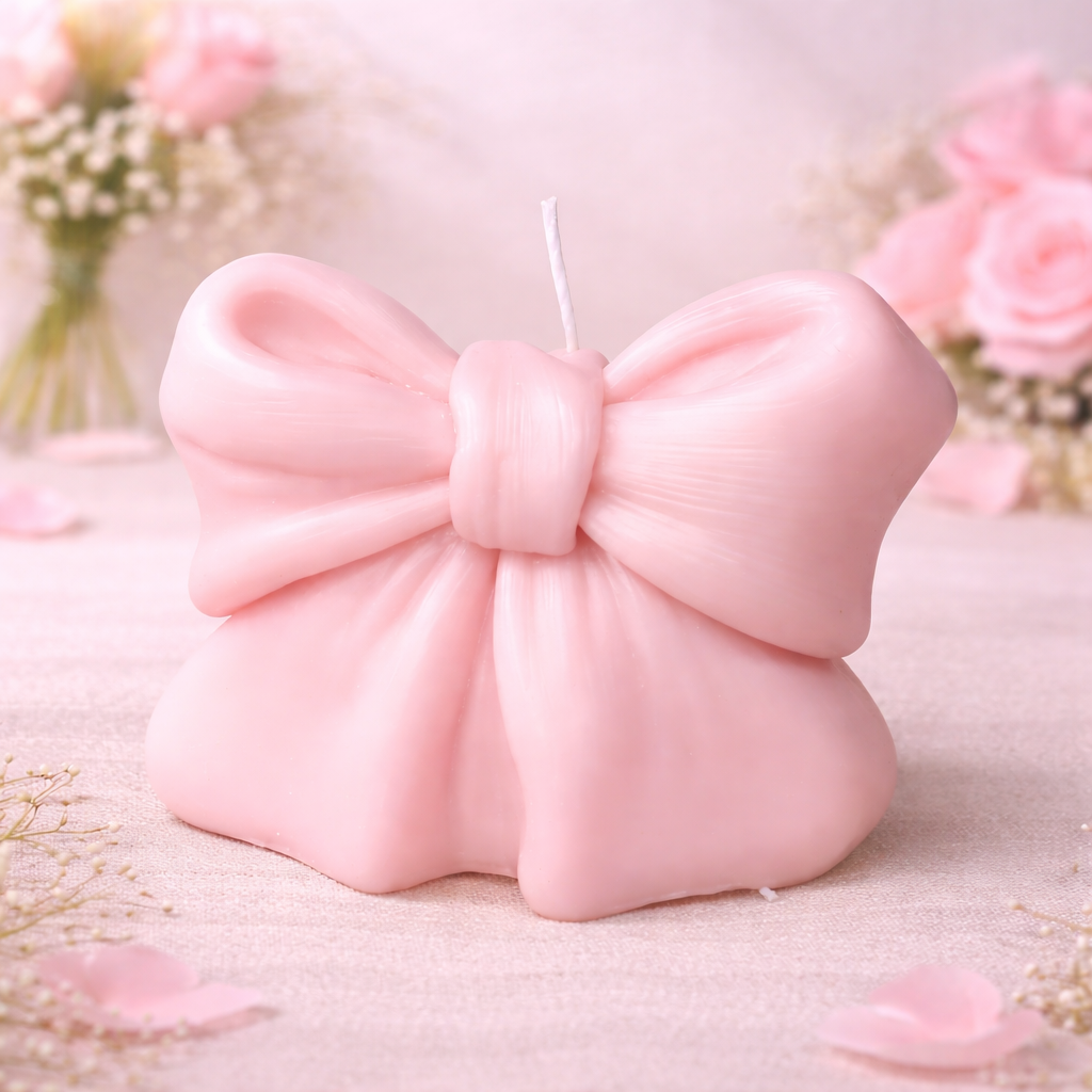 Bougie noeud rose - parfum cerisie