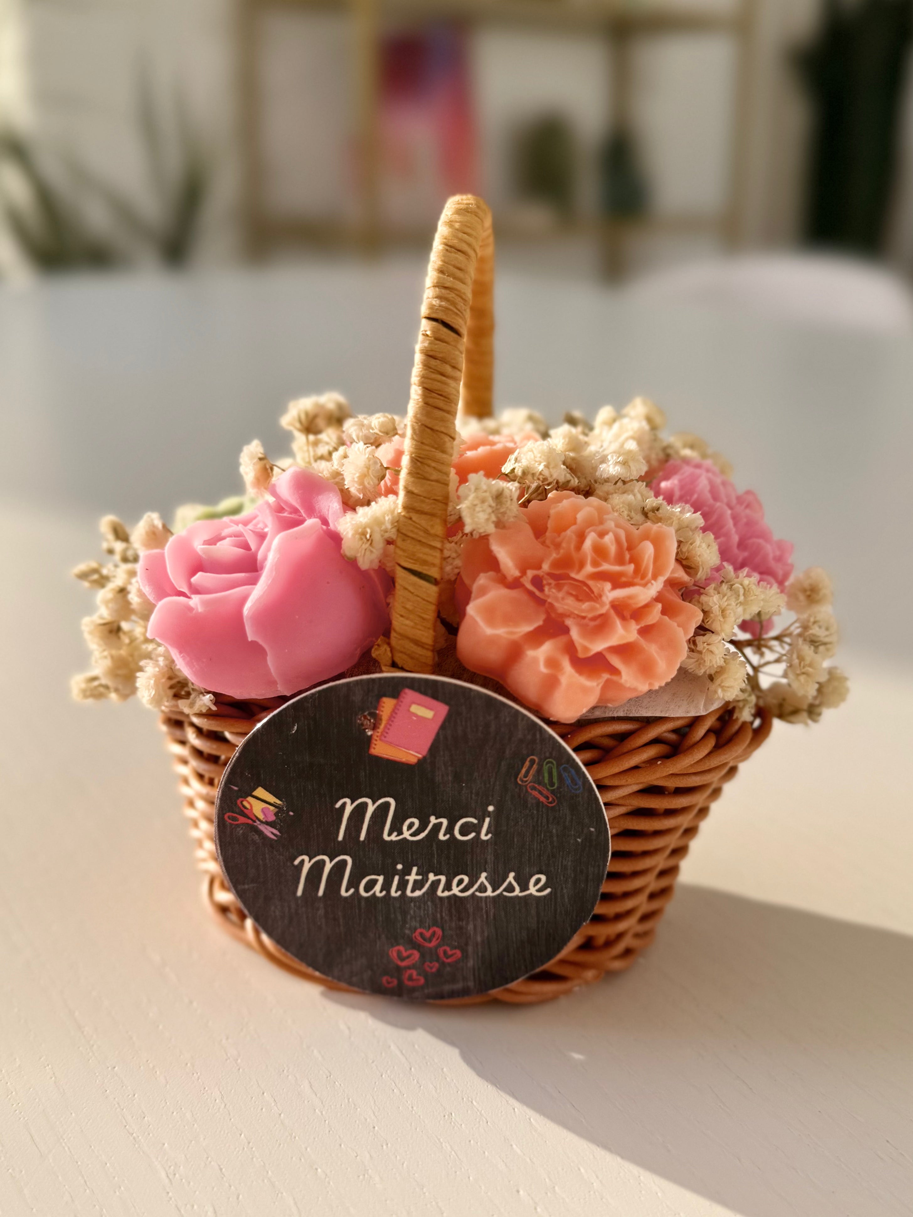 Mini panier florale merci Maitresse - Parfum monoi