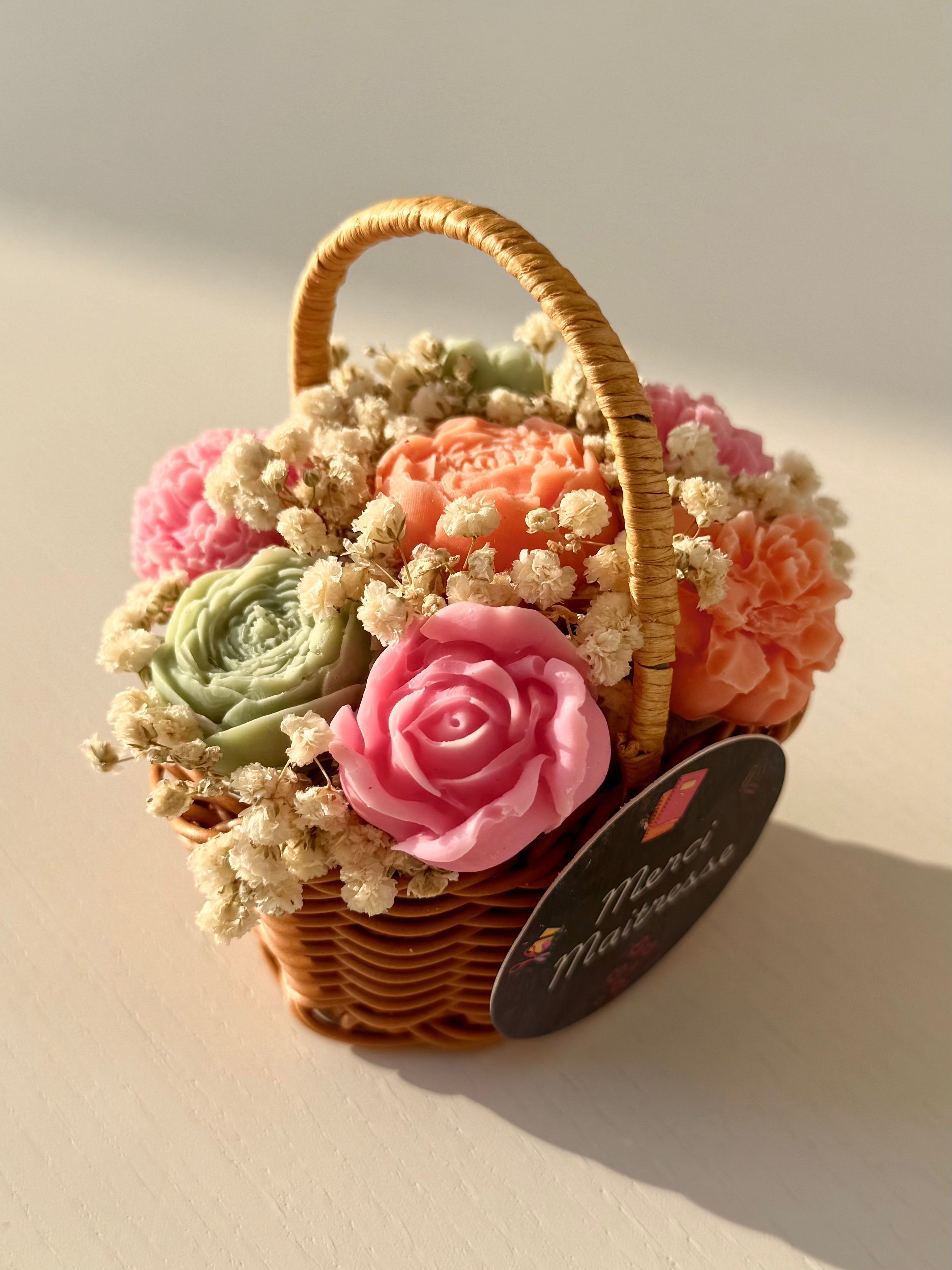 Mini panier florale merci Maitresse - Parfum monoi