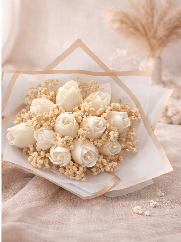 Bouquet de bougies tulipes - Parfum fleur de coton